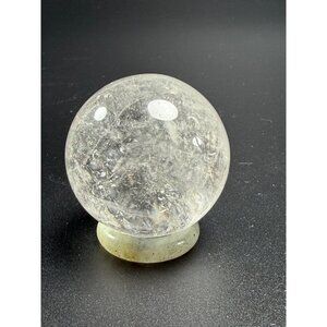 Natural Clear Quartz Sphere with Ring/Stand 38.8mm 2.9oz Healing Crystal Stone
